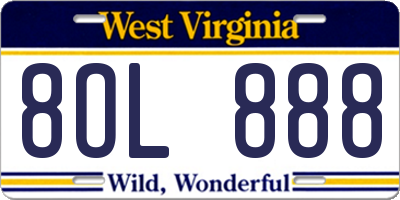 WV license plate 8OL888