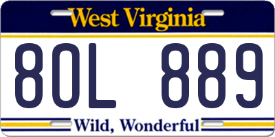 WV license plate 8OL889
