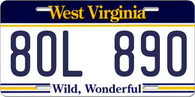 WV license plate 8OL890