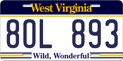 WV license plate 8OL893