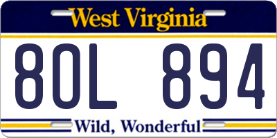 WV license plate 8OL894