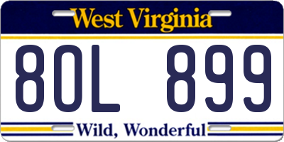 WV license plate 8OL899