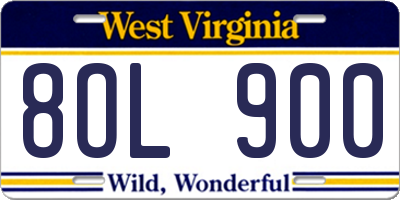 WV license plate 8OL900