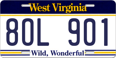 WV license plate 8OL901