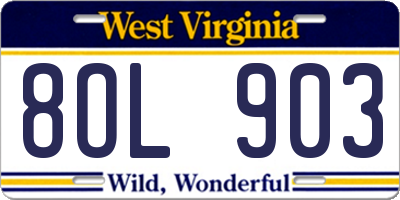 WV license plate 8OL903