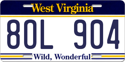 WV license plate 8OL904