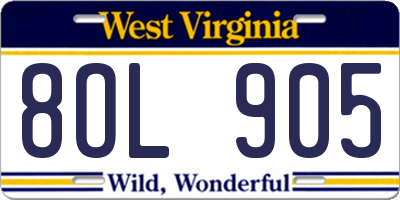 WV license plate 8OL905
