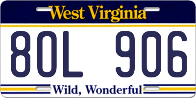 WV license plate 8OL906