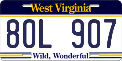WV license plate 8OL907