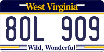 WV license plate 8OL909
