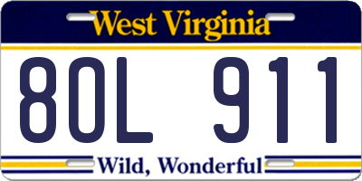 WV license plate 8OL911