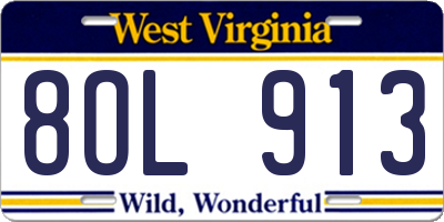 WV license plate 8OL913