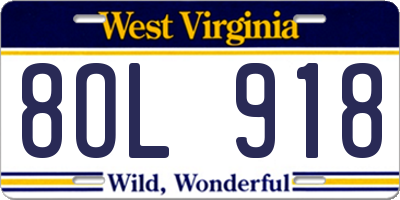 WV license plate 8OL918