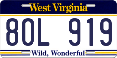 WV license plate 8OL919
