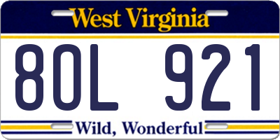 WV license plate 8OL921