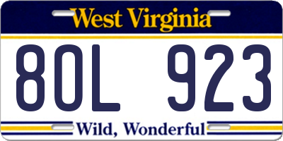 WV license plate 8OL923