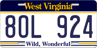WV license plate 8OL924