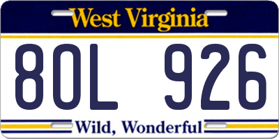 WV license plate 8OL926