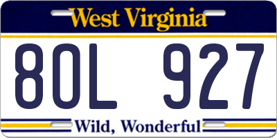WV license plate 8OL927