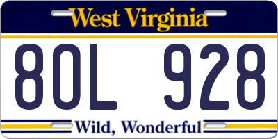 WV license plate 8OL928