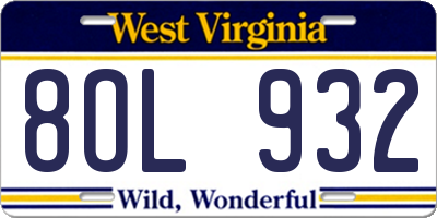 WV license plate 8OL932