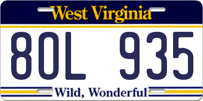 WV license plate 8OL935