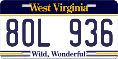 WV license plate 8OL936