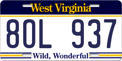 WV license plate 8OL937