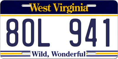 WV license plate 8OL941