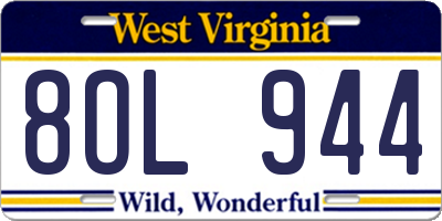 WV license plate 8OL944