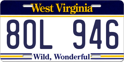 WV license plate 8OL946