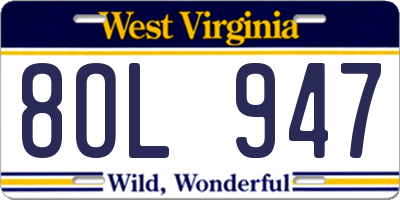 WV license plate 8OL947