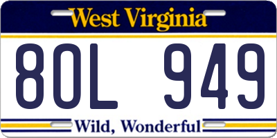 WV license plate 8OL949