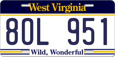 WV license plate 8OL951