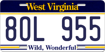 WV license plate 8OL955