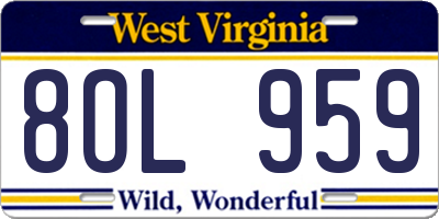 WV license plate 8OL959