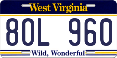WV license plate 8OL960