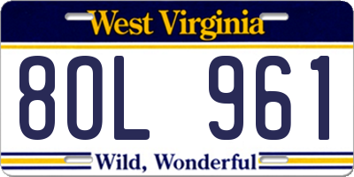 WV license plate 8OL961