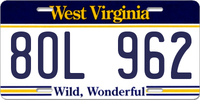 WV license plate 8OL962