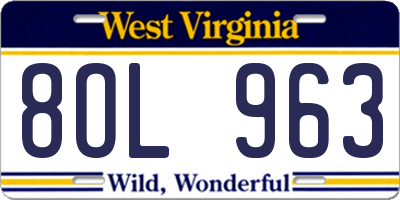 WV license plate 8OL963