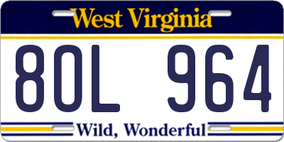 WV license plate 8OL964