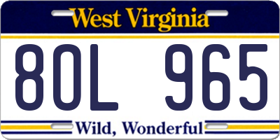 WV license plate 8OL965