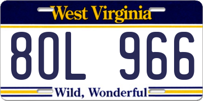 WV license plate 8OL966