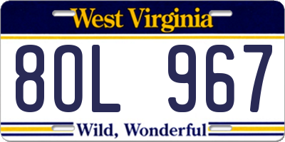 WV license plate 8OL967