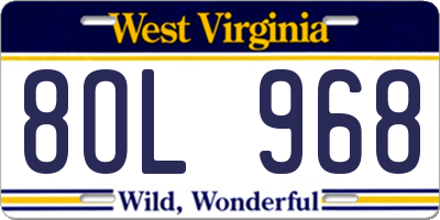 WV license plate 8OL968