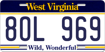 WV license plate 8OL969