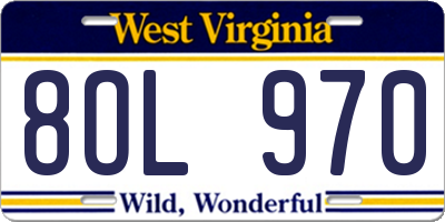 WV license plate 8OL970