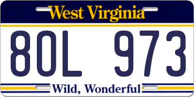 WV license plate 8OL973