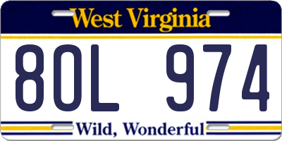 WV license plate 8OL974