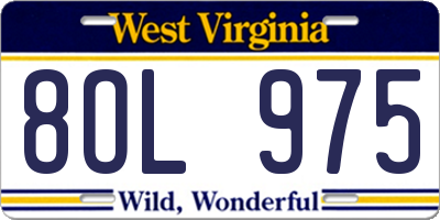 WV license plate 8OL975